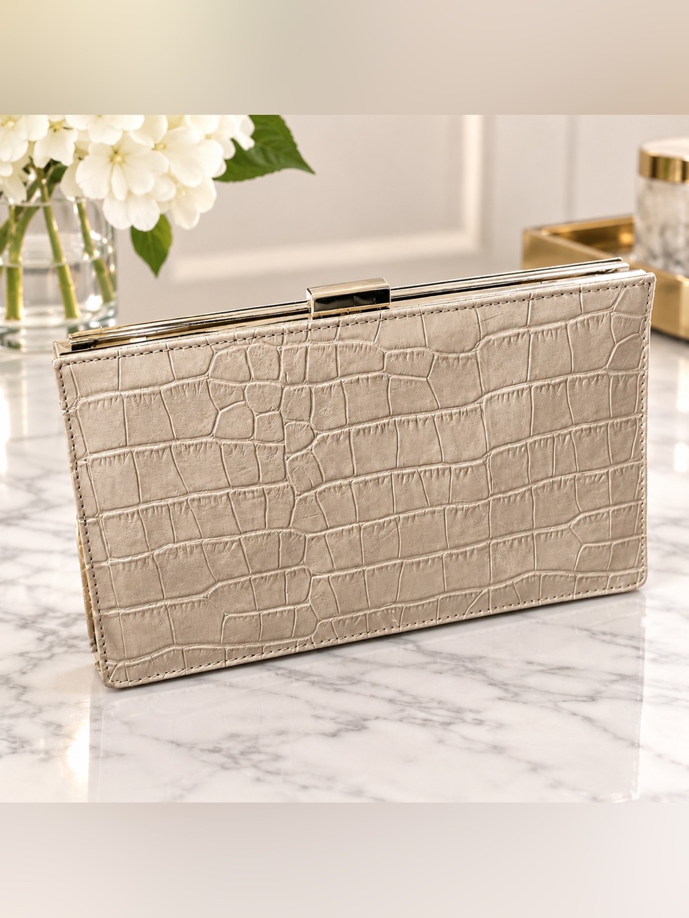 Giani Bernini genuine-leather croc-embossed clutch: